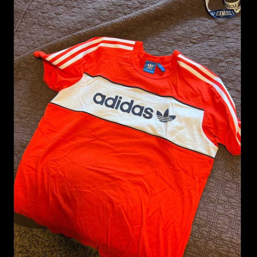 adidas T-shirt 3 Stripes Logo Classic VINTAGE   Men's Large